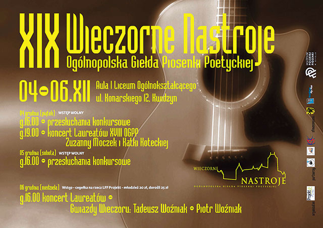 plakat XIX Ogólnopolska Giełda Piosenki Poetyckiej Wieczorne Nastroje - Grudzień 2015